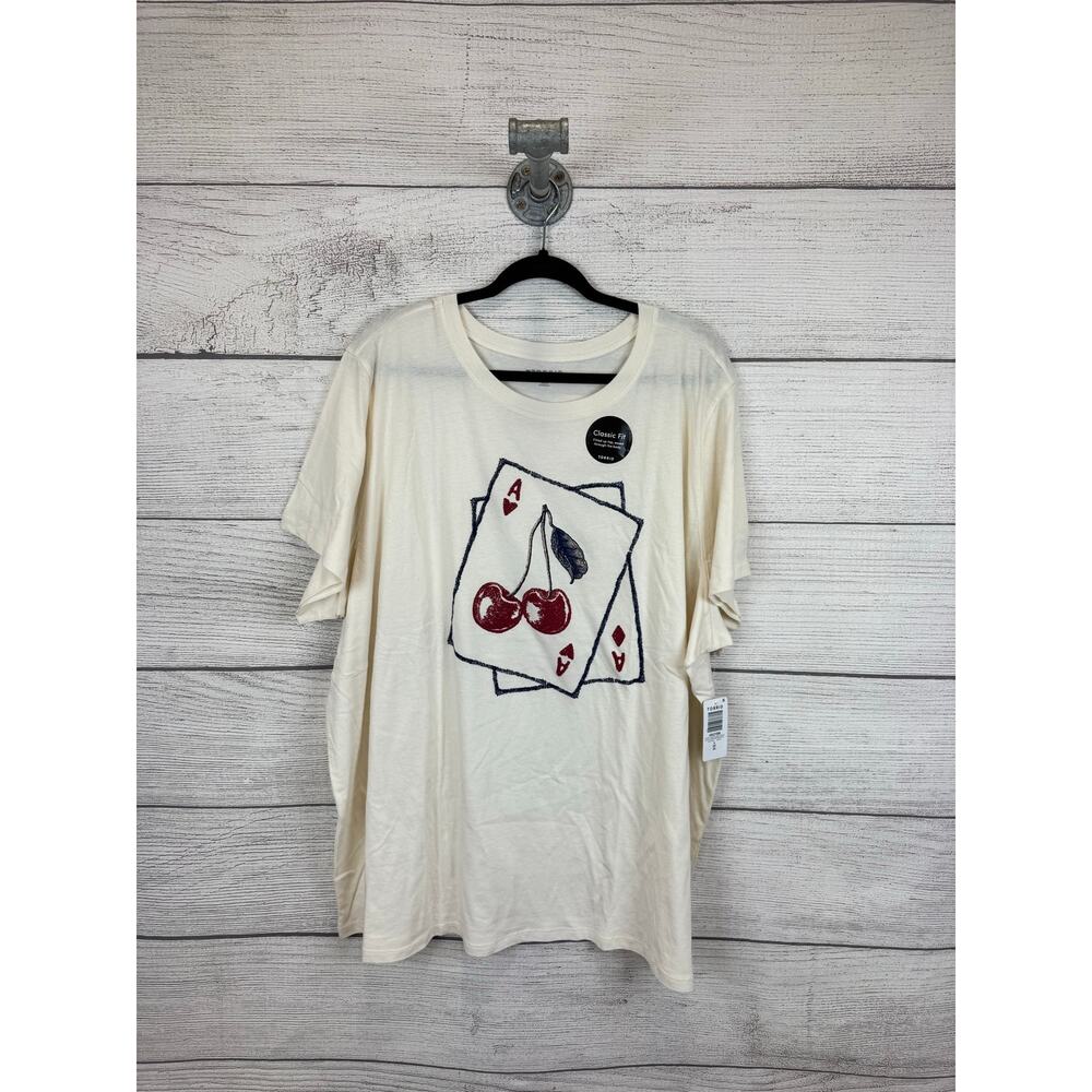 Torrid Plus Size Cream Ace Of Cherry Classic Fit Short Sleeve Tee Size 4X